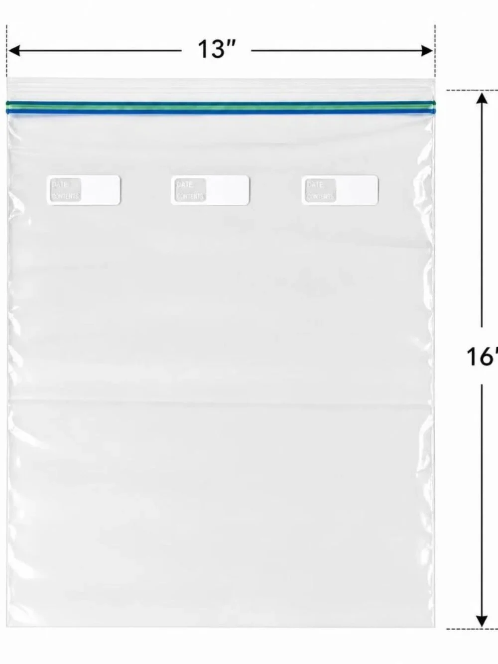 50 Double Lock Grip Seal Bags 13x16 Clear Poly Plastic Resealable Zipper Baggies